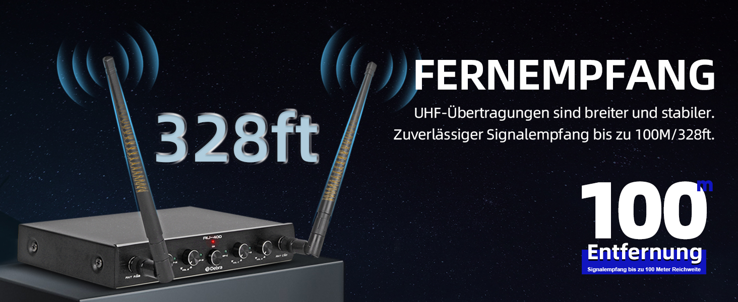 Debra 4-канальний UHF мікрофонний комплект, AU400: ручний, нагрудний, наголовний мікрофон для церкви, караоке, співу (2 ручні + 2 нагрудні мікрофони)