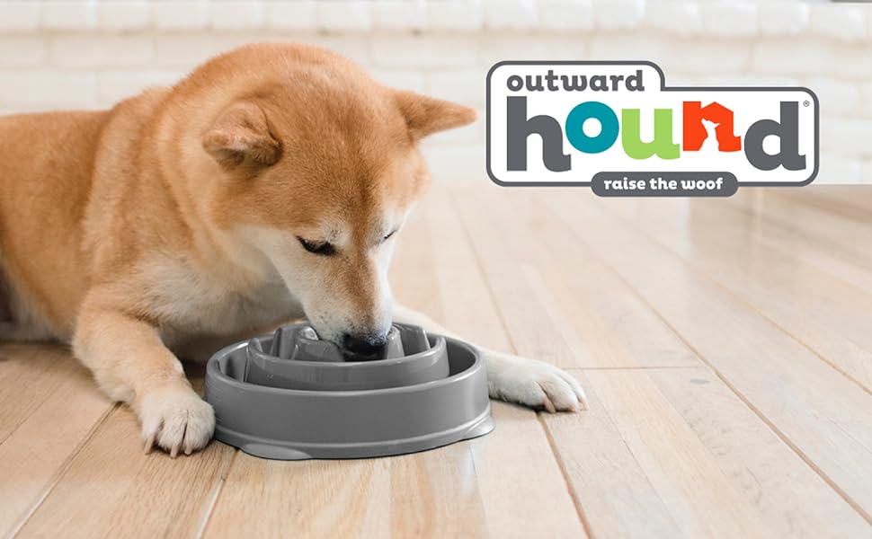 Миска для собак Outward Hound Fun Feeder M, сіра - уповільнює годування, запобігає здуття, антиковзаюча