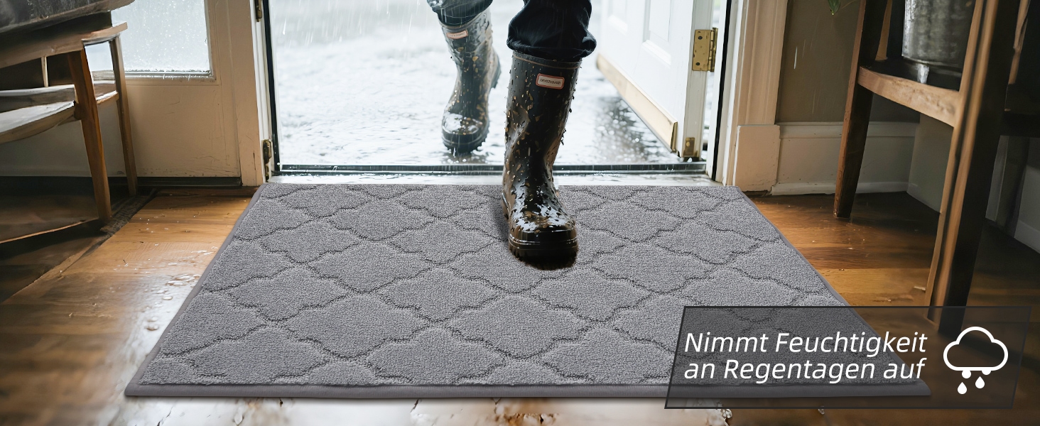 Килимок для входу COSY HOMEER 50x80 см, сірий, антиковзкий, вологостійкий,мийний килимок для дому, кухні, коридору