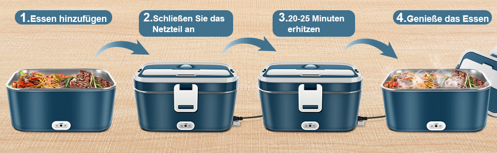 Електрична ланчбокс 120W 3-в-1 12V/24V/220V – обідова коробка з підігрівом для авто, офісу, 1,8L з нержавіючою сталлю та сумкою