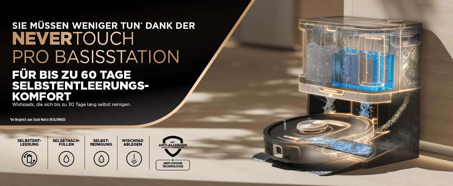 Робот-пилосос Shark PowerDetect 2-в-1 з функцією миття, NeverTouch Pro, самостійне очищення на 60 днів, 3D/LiDAR навігація, NeverStuck, керування через додаток, чорний RV2800ZEEU, 2 щітки, антимікробні подушечки, 1 капсула