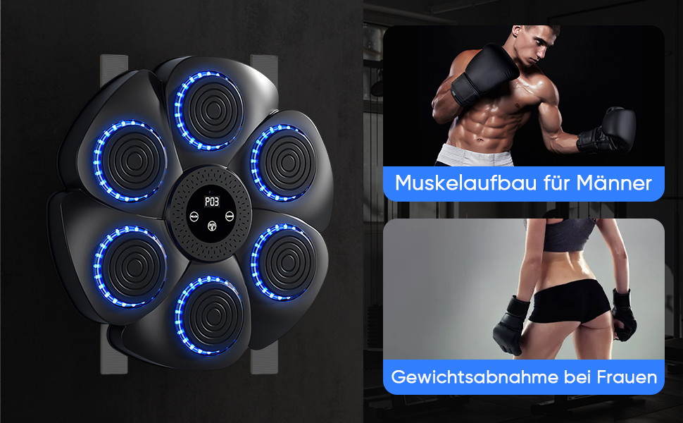 Музична бокс-машина з Bluetooth, 9 режимів швидкості та лічильником для дорослих та дітей, чорний колір + рукавички