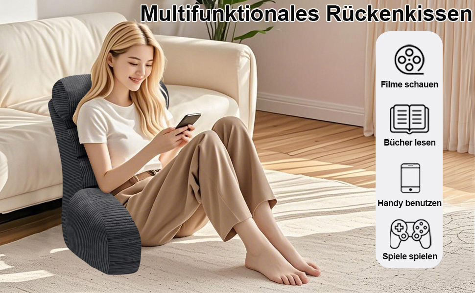 Підлогове крісло-мішок для читання, сіре, 65x30 см | Зручне для читання та відпочинку