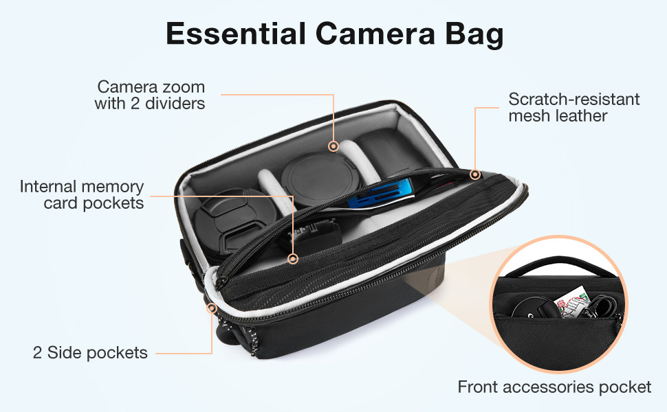 Сумка для камери Bagsmart: водонепроникна фотосумка для DSLR/SLR з дощовиком, чорна