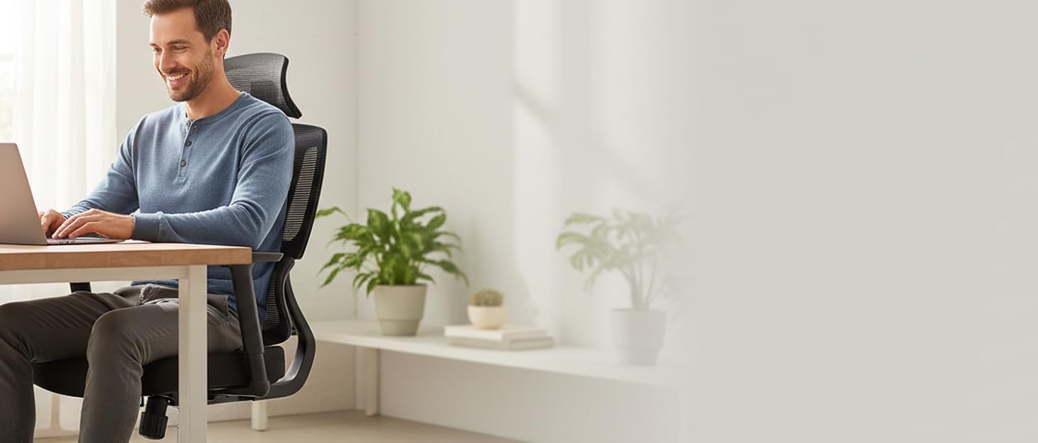 Офісний стіл ергономічний, комп'ютерний стілець з 4D поперековою підтримкою, регульовані підлокітники, сітчаста спинка, відповідає EN12520, сірий бежевий