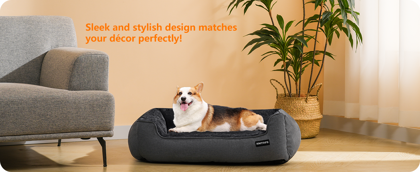 Крісло-ліжко для собак HMTOPE, 90 x 75 x 25 см, темно-сірий колір, знімний та пральний чохол