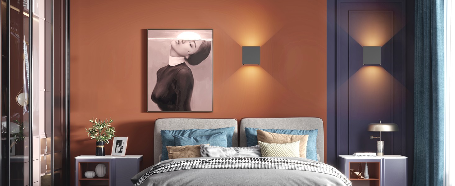 LED-стінні світильники Klighten 2 шт. 12W, регульований світловий промінь, тепле світло 3000K, IP65, для дому та саду, антрацит