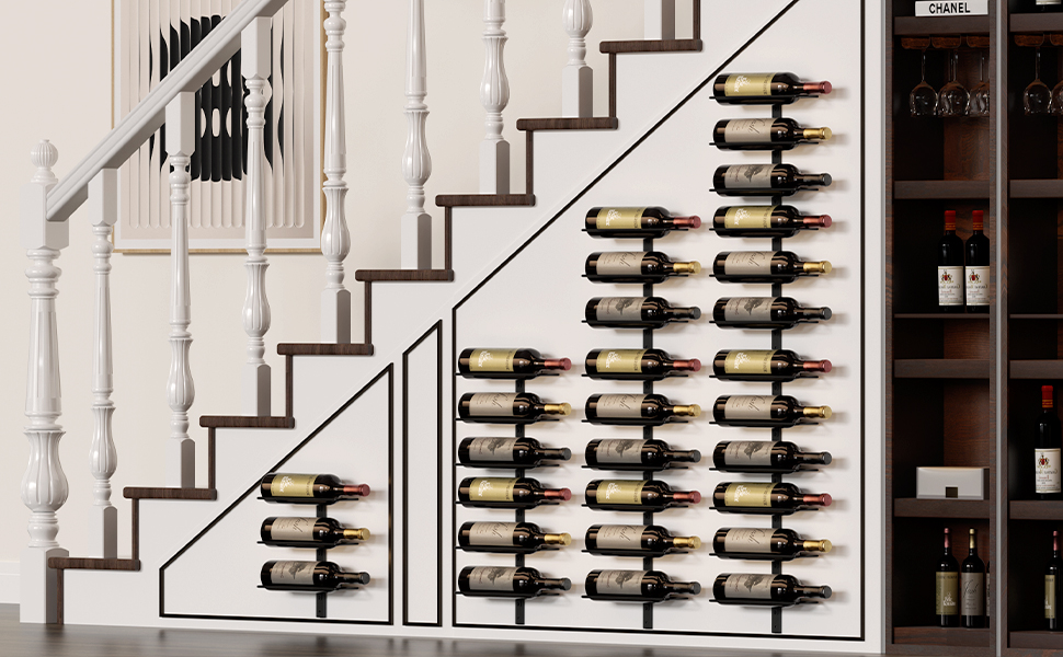 Настінна вітрина для вина MOREE – 18 пляшок, металева, для зберігання вина, коньяку, шампанського