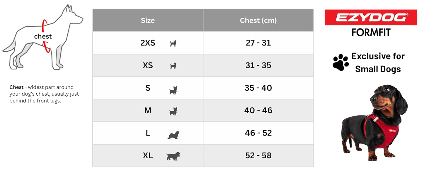 Шлейка для собак EzyDog FORMFIT для маленьких собак – дихаюча сітка 3D Air Mesh, легка, регульована, з відбиваючими елементами та міцним D-подібним кільцем (XS, Червона)