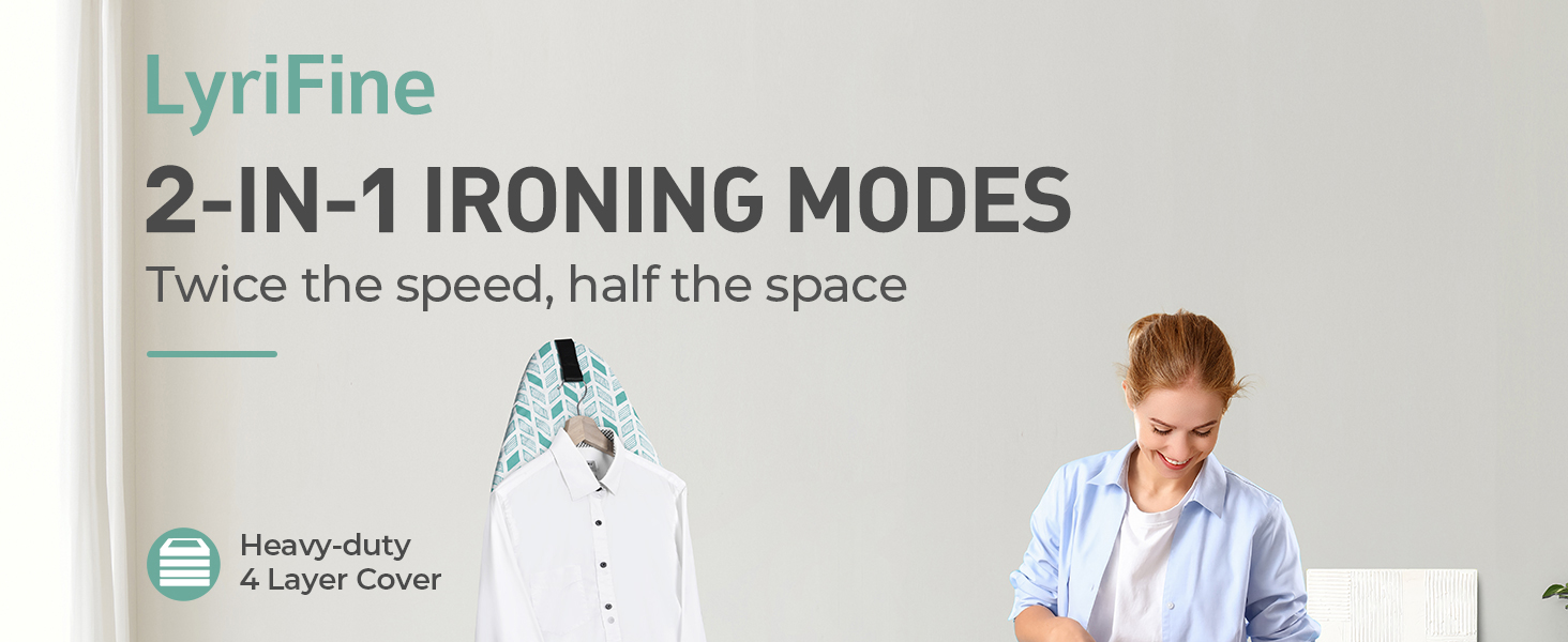 Прасувальна дошка LyriFine 2-в-1 для прасування з парою та звичайного прасування, стабільна, зелена