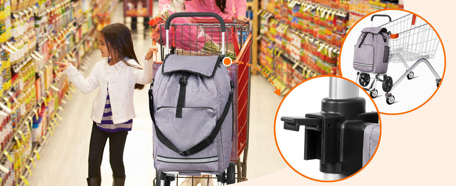 Складаний візок для покупок Homecall 50л з охолодженням, 3 в 1: візок, сумка, таскач, з принтом Geometrie, стандартні колеса