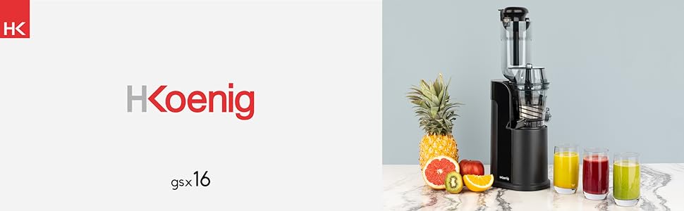 Вертикальний соковитискач H.Koenig Vitamin + BPA-free, 82 мм, 3 сита, сорбет, 400 Вт, срібло (GSX16)