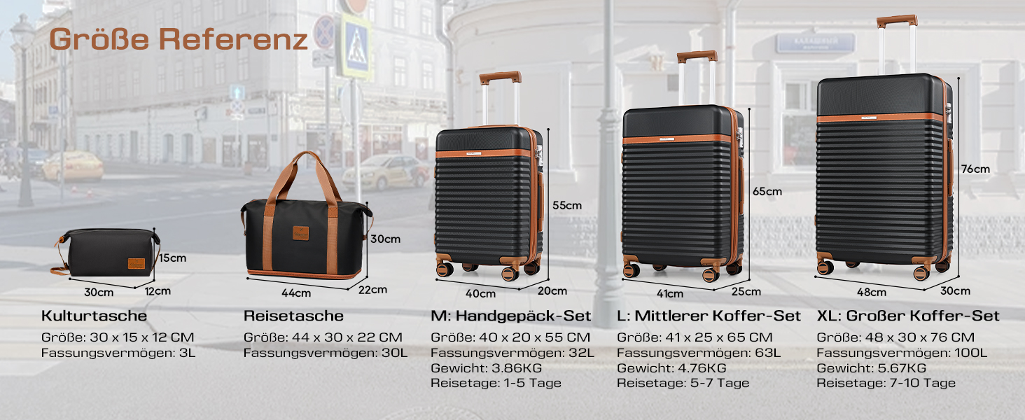 Набір валіз Joyway 5шт з ABS пластику, розширюваний, з TSA-замком. Чорний колір. Включає: валізу-троль, сумку-рюкзак та косметичку.