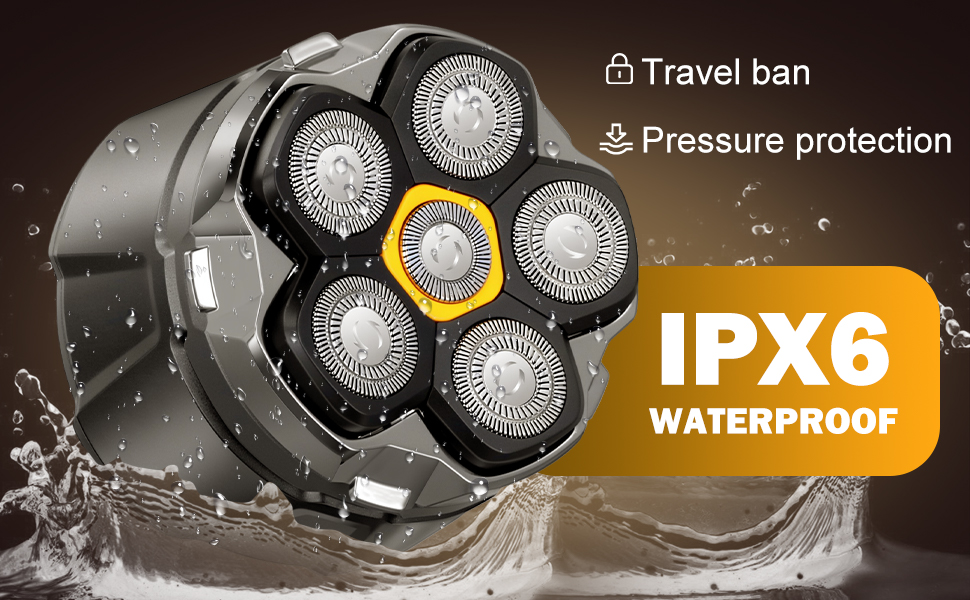 Електричний гостростример для голови чоловічий з LED-дисплеєм, водонепроникний, 6D гнучкий, з плаваючою головкою, для сухого та вологого гоління