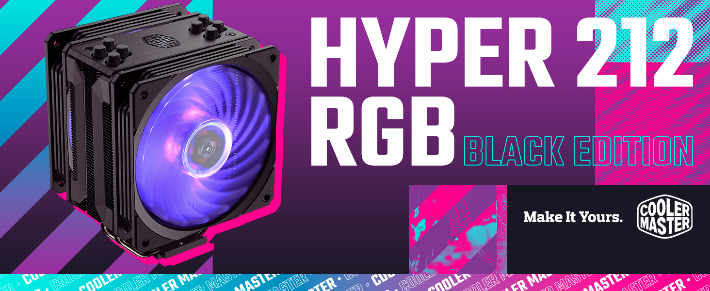 Кулер CPU Cooler Master Hyper 212 RGB Black Edition з підтримкою LGA1700, 4 теплові трубки, SF120R RGB вентилятор, чорний