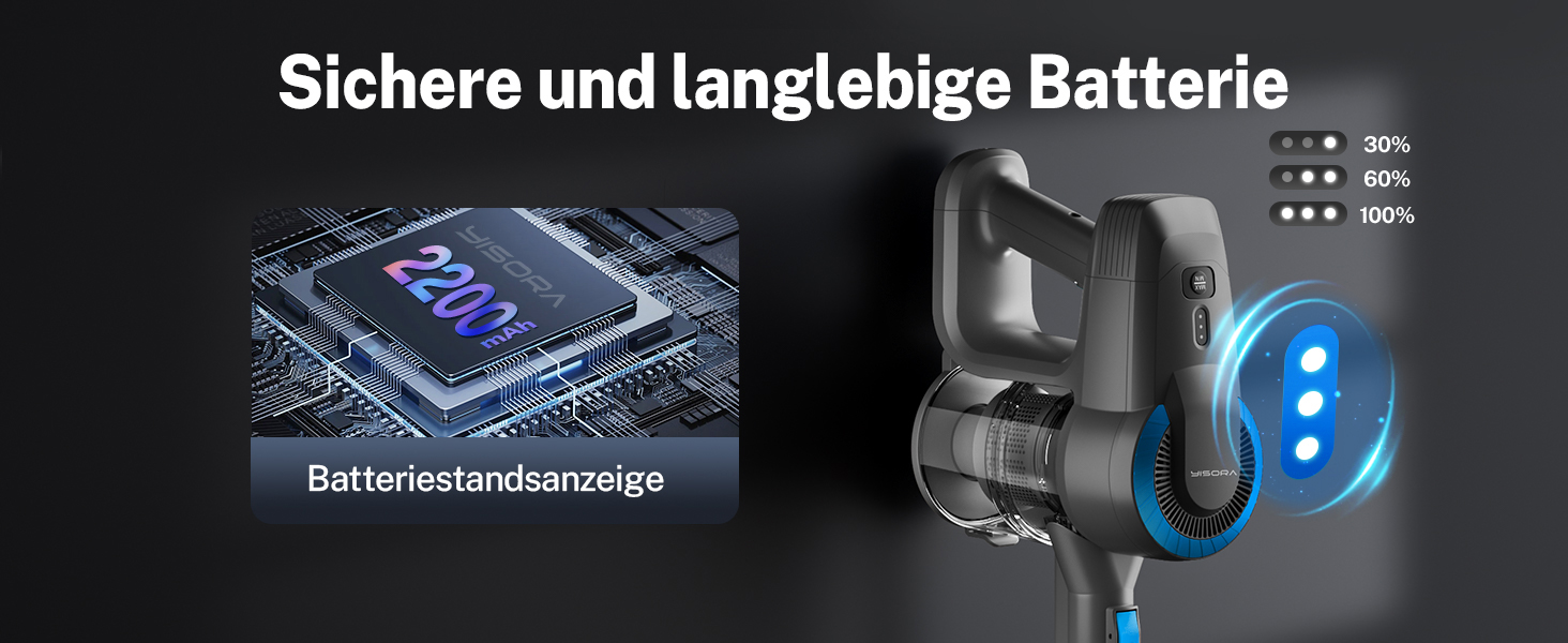 Бездротовий акумуляторний пилосос 25000Pa, 175W, 50хв, з антизаплутувальною насадкою та самостійним паркуванням, легкий ручний пилосос для прибирання килимів, твердих підлог та шерсті тварин, блакитний