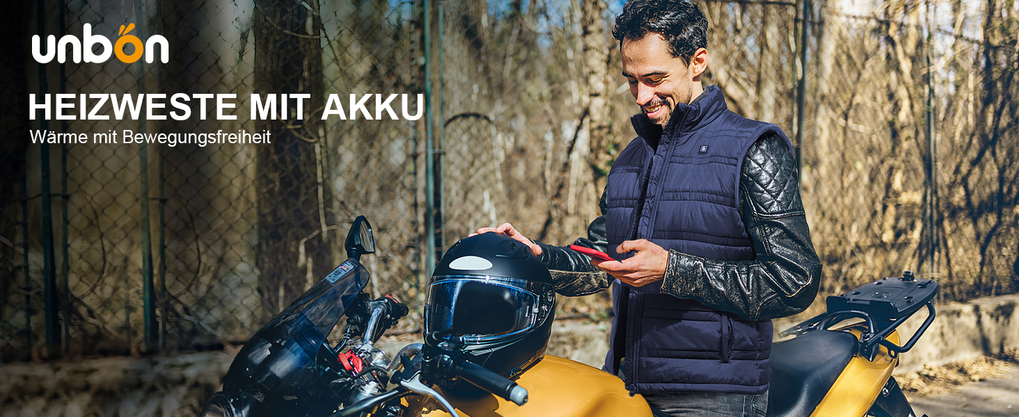 Обогреваемая жилетка UNBON для мужчин и женщин с Powerbank 10000mAh USB, 3 режима нагрева, 6 зон обогрева, жилетка-куртка с аккумулятором (M, Синий)