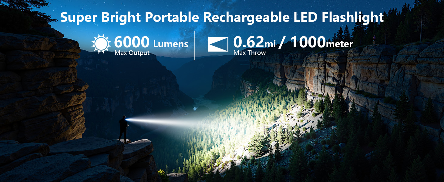 LED ліхтарик Gearlite, 6000 люмен, тактичний, з регулюванням фокусу, 3 режими, водонепроникний IP65, для кемпінгу, риболовлі, туризму, надзвичайних ситуацій (червоний, 1 шт.)