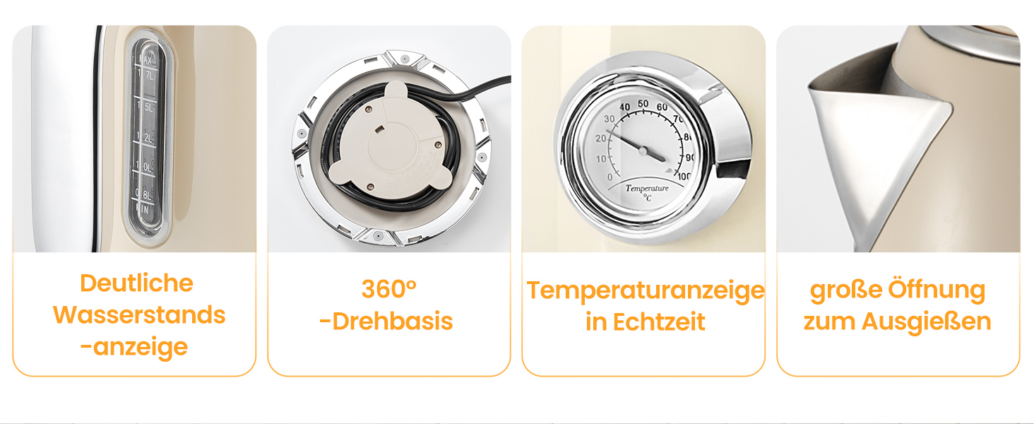 Набір чайник та тостер Retro Green 1.7L 2200W з індикатором температури, нержавіюча сталь