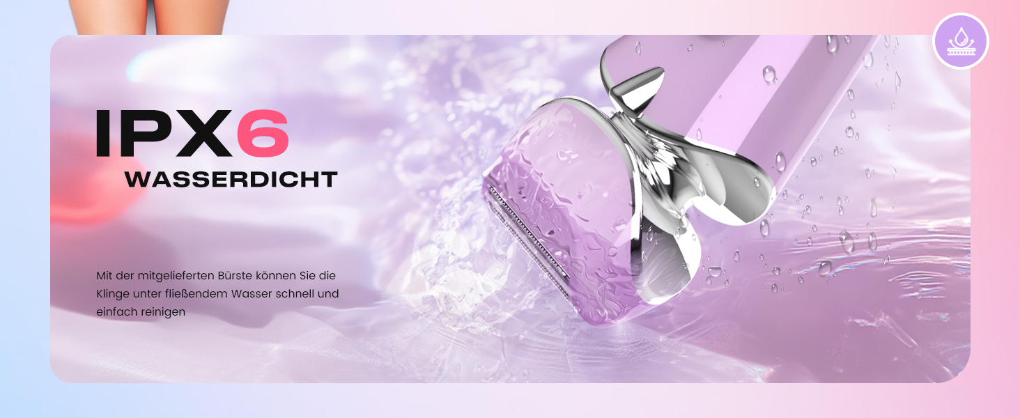 Електричний жіночий епілятор: тример для бікіні та тіла, бездротовий, для ніг та під пахви, мокрий/сухий, світло-фіолетовий