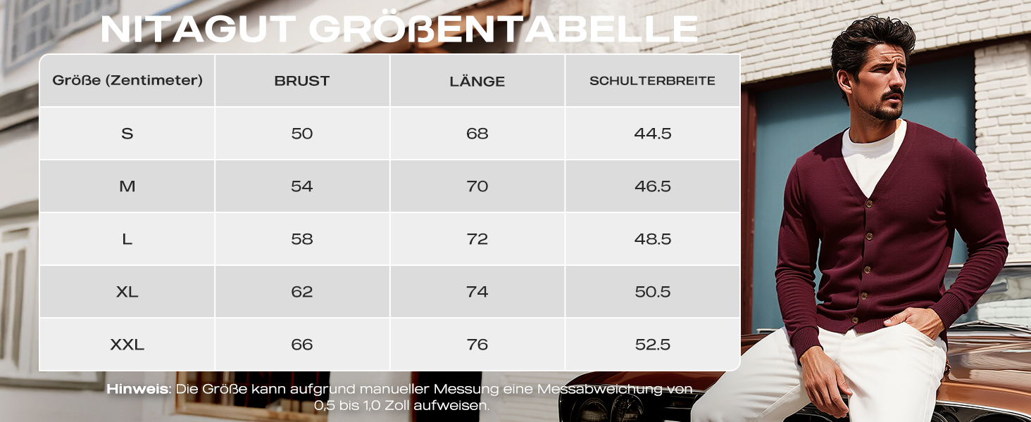 Чоловіча в'язана кофта NITAGUT, вінтажний смугастий дизайн, довгі рукави, V-подібний виріз, ґудзики (L, темно-синій)