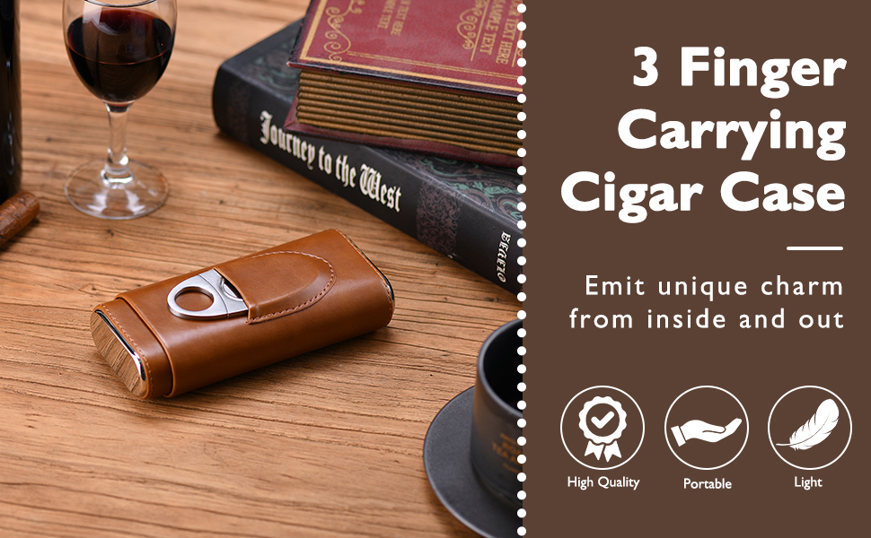Вишуканий футляр для сигар з кедрової деревини - дорожній кейс, різак для сигар, гумодор, чохол (колір: коричневий)