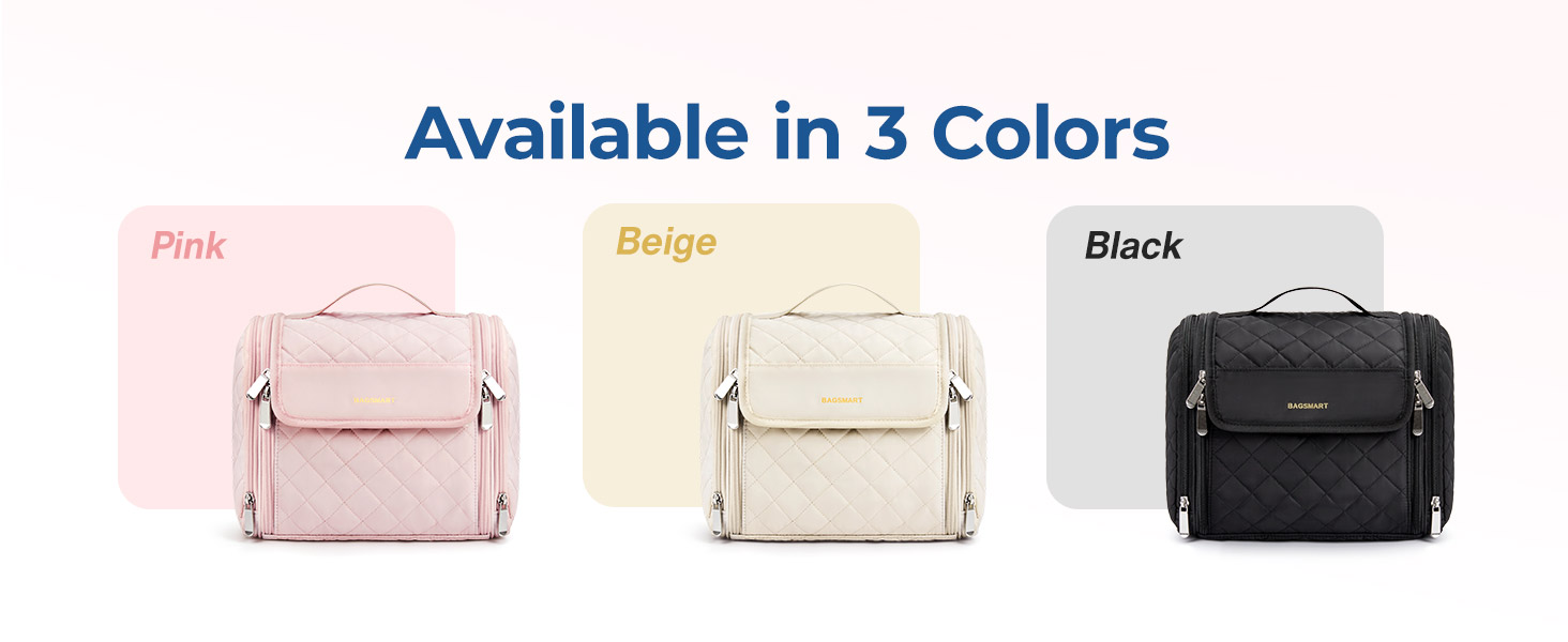 Органайзер для косметики BAGSMART, велика косметичка для жінок, чорний, з петлею для підвішування