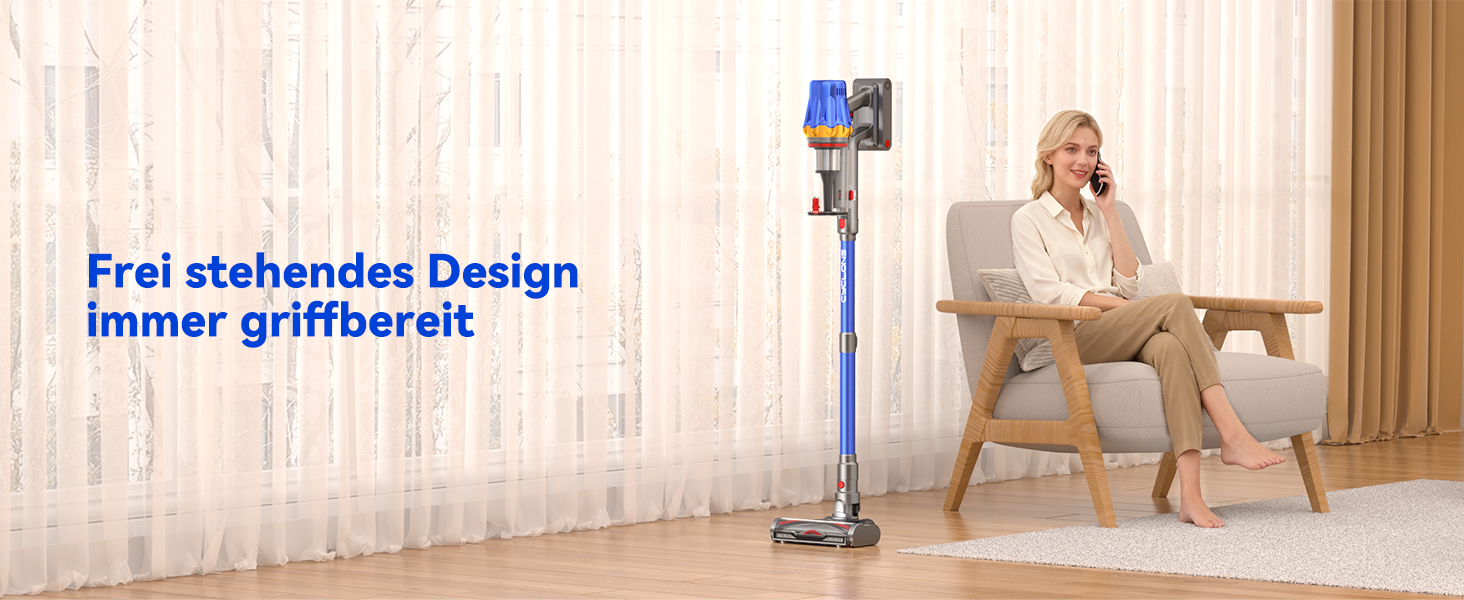 Бездротовий акумуляторний пилосос H9 58000Pa/650W з LED-екраном та турбощіткою для тварин, килимів та твердих підлог (блакитний)