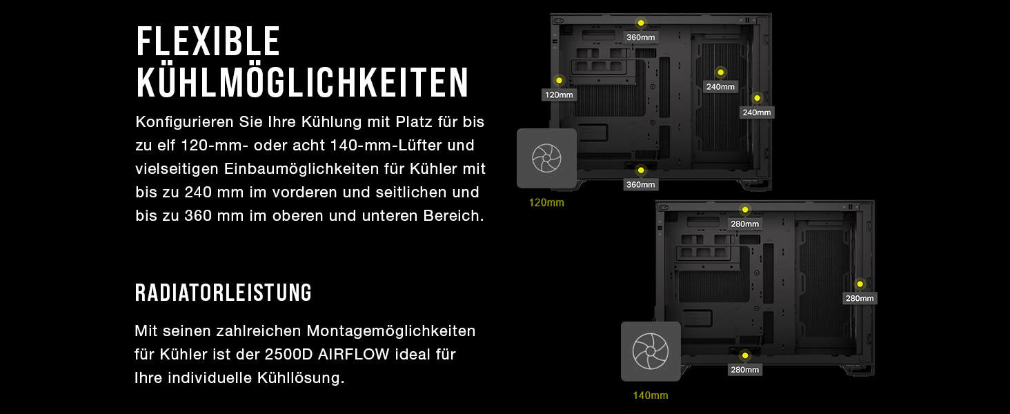 Корпус для ПК CORSAIR 2500D Airflow mATX: Чорний, 2-камерний, для водяного охолодження, сумісний з материнськими платами з реверсивним підключенням