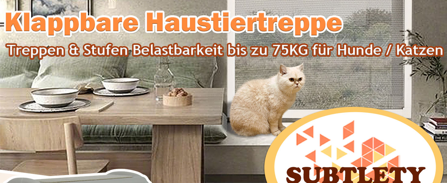 Сходинка для собак та котів SUBTLETY: розкладні сходи з 4 антиковзними сходинками, до 75 кг (колір: коричневий)