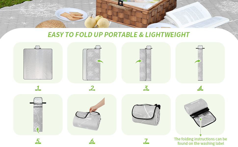 Пікнікова ковдра Aptliton 200x200 см, велика водонепроникна, з 4 кілочками, для кемпінгу, парку, саду, пляжу, машинного прання, складна, сірий молочай
