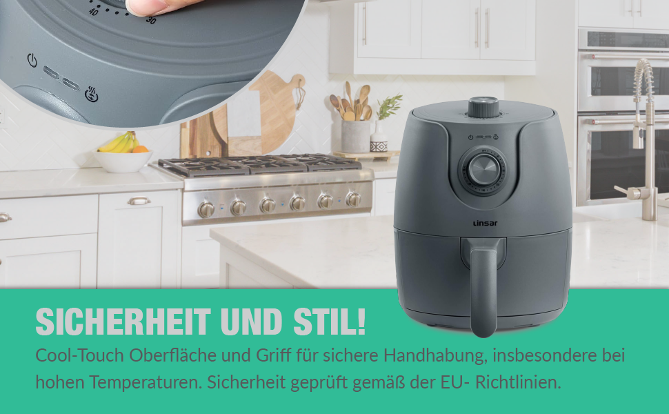 Фритюрниця без олії Mini 1.8L з таймером та підігрівом - 1200 Вт (Сірий)