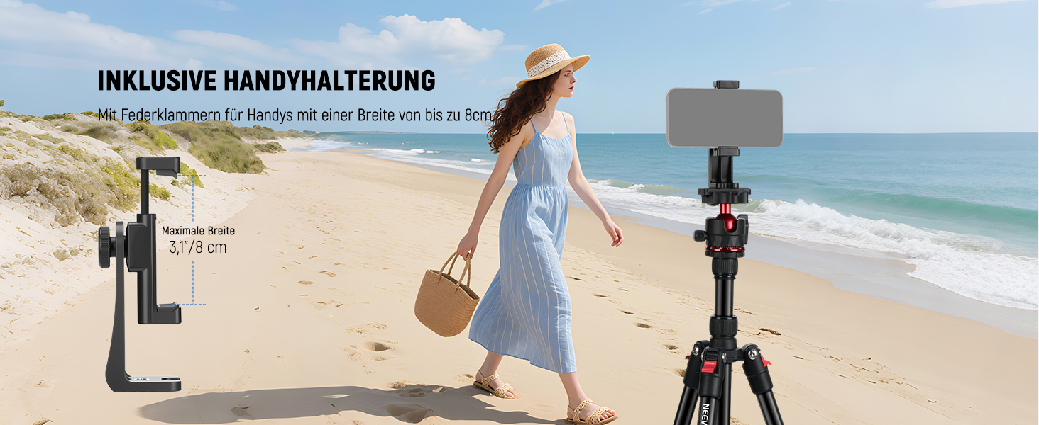 Штатив для камери NEEWER BASICS 77' з моноподом, кульковою головкою 360° та пластиною Arca QR, компактний, легкий, з алюмінію, для подорожей, відеозйомки, максимальне навантаження 6кг (TP14)