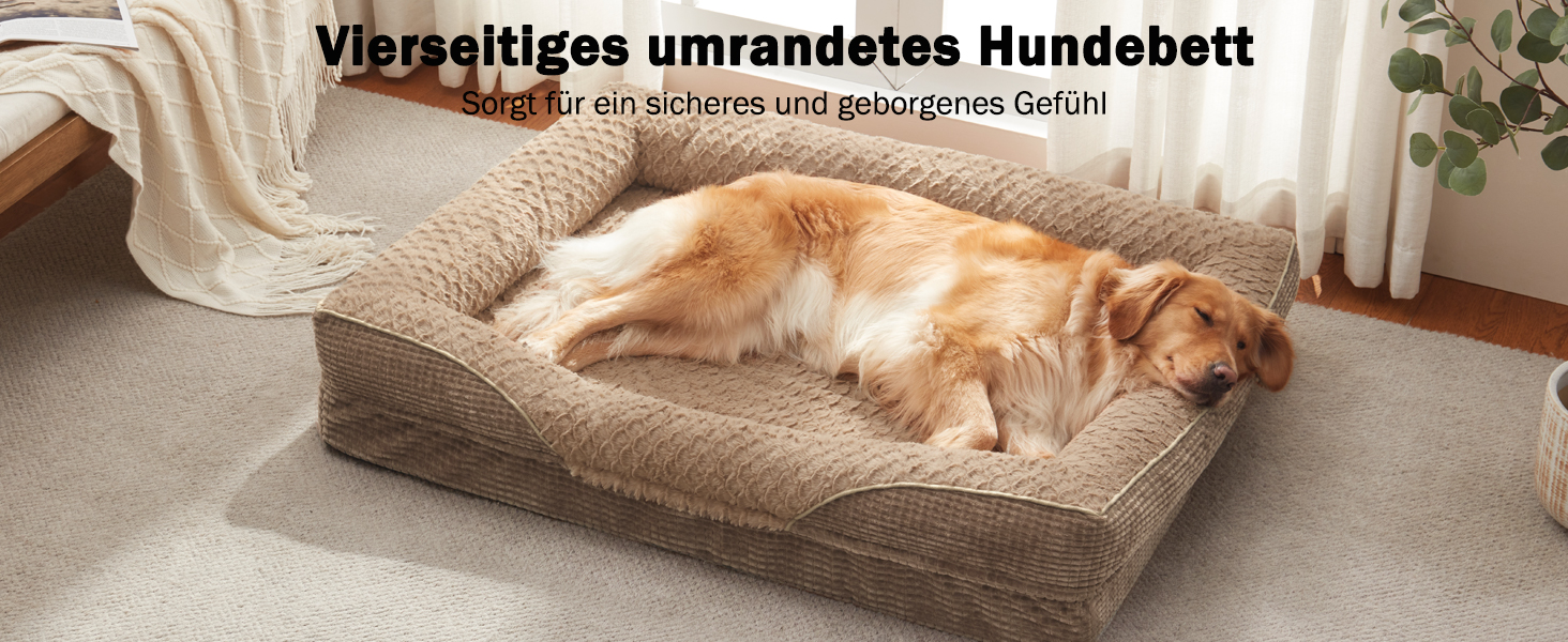 Ортопедичне ліжко для собак середніх та великих порід FURTIME, з memory foam, сіре, 89x64x18 см