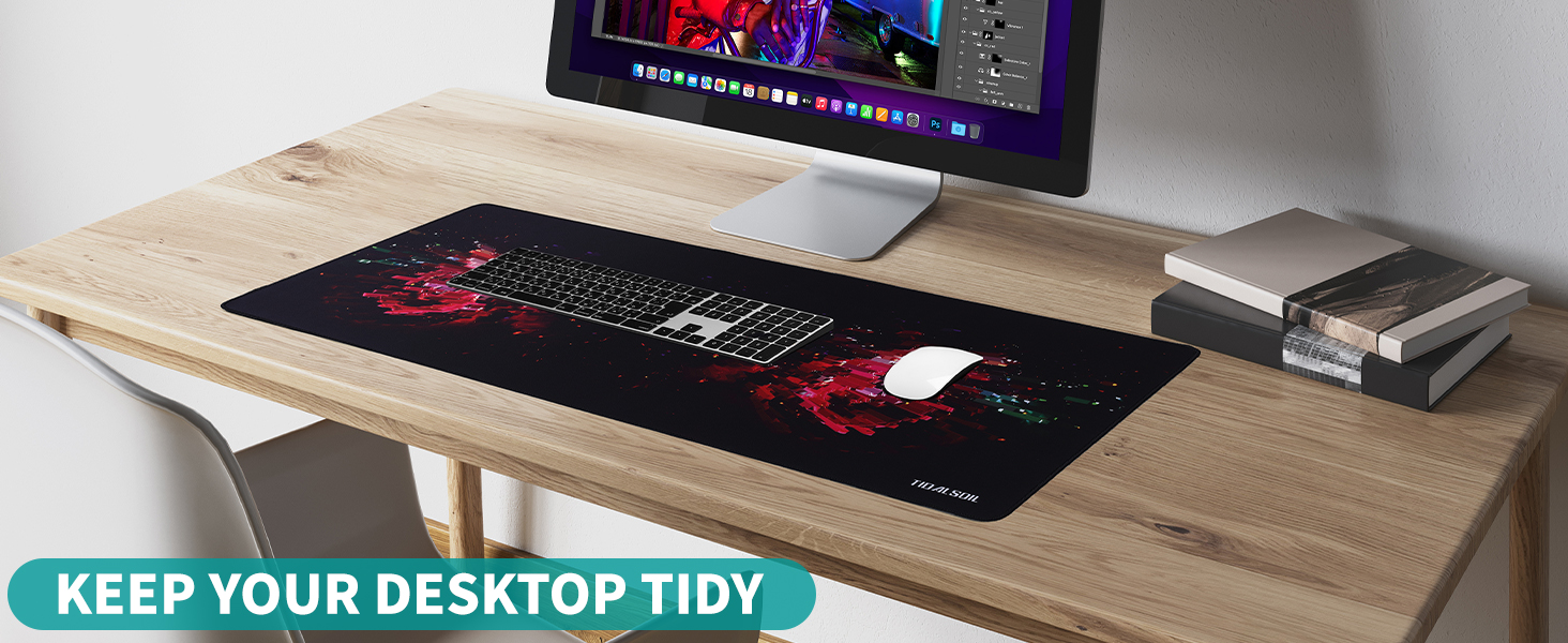 Килимок для миші геймерський XXL 900x400 мм, чорний, з гумовою основою - килимок для ігор та офісу, довговічний, з бортиком