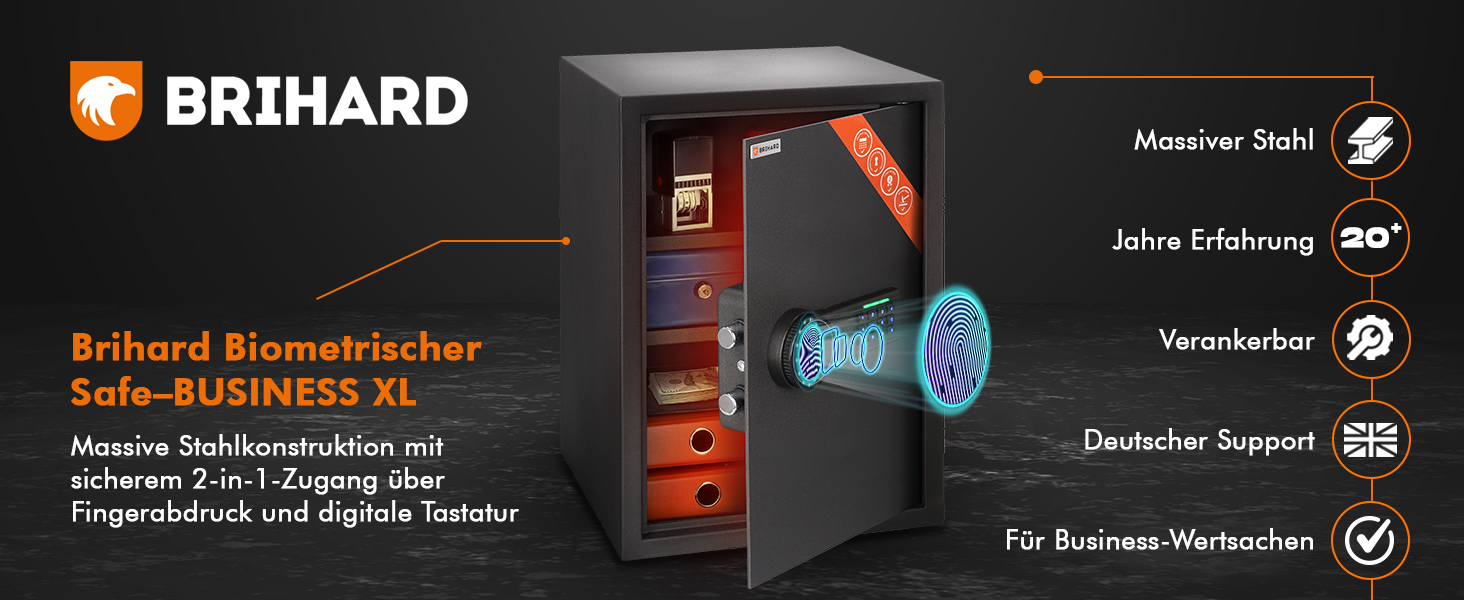 Сейф для дому Business XL Safe Tresor 60л Black Pearl з цифровим та відбитком пальця, вогнестійкий, для документів A4