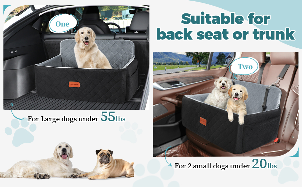 Автокрісло для собак середніх та великих порід, підйомник для собак, автоліжко для собак на заднє сидіння з 2 страхувальними ременями, чорно-коричневе