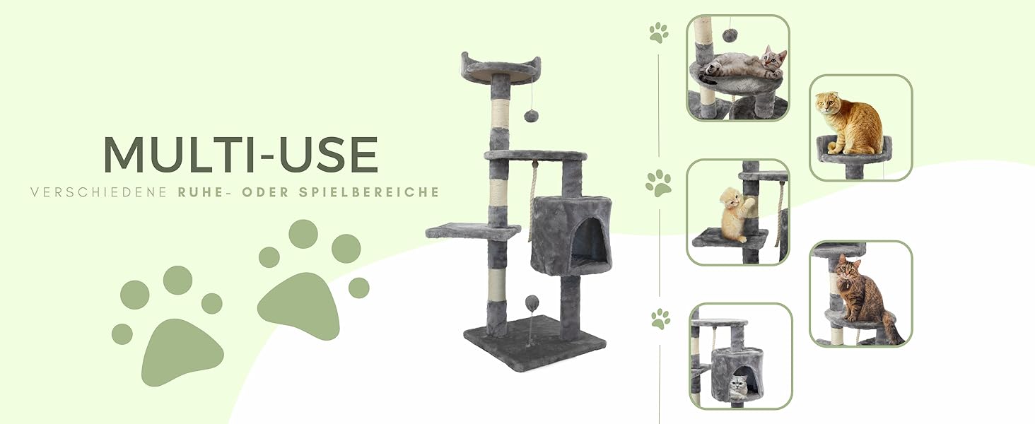 Дряпальня для котів Mobiclinic® Pets Silvestre, середній розмір, сіра, з платформами та сходами