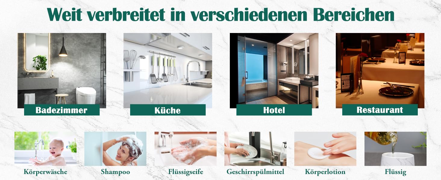 Дозатор для миючого засобу BosilunLife 350 мл - Наповнюваний, велика кнопка, стильний, антиковзкий, BPA-free для кухні та ванної кімнати