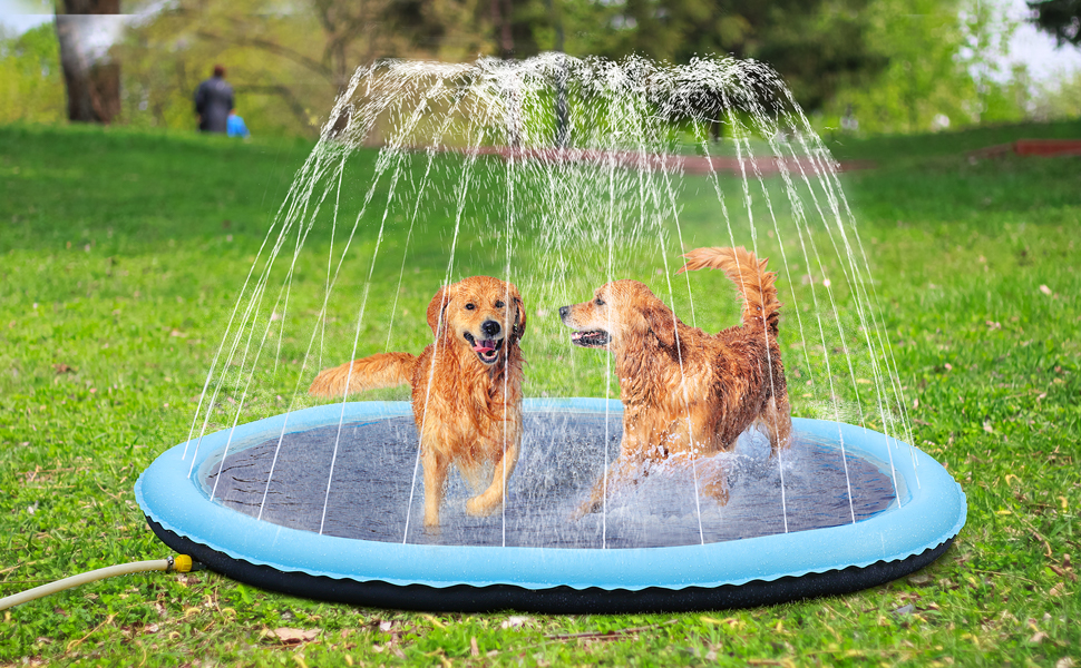 Дитячий розбризкувач Kinder з антиковзким покриттям, 200 см, іграшка для води, басейн для собак, ігри на вулиці, Splash Pad (блакитний)