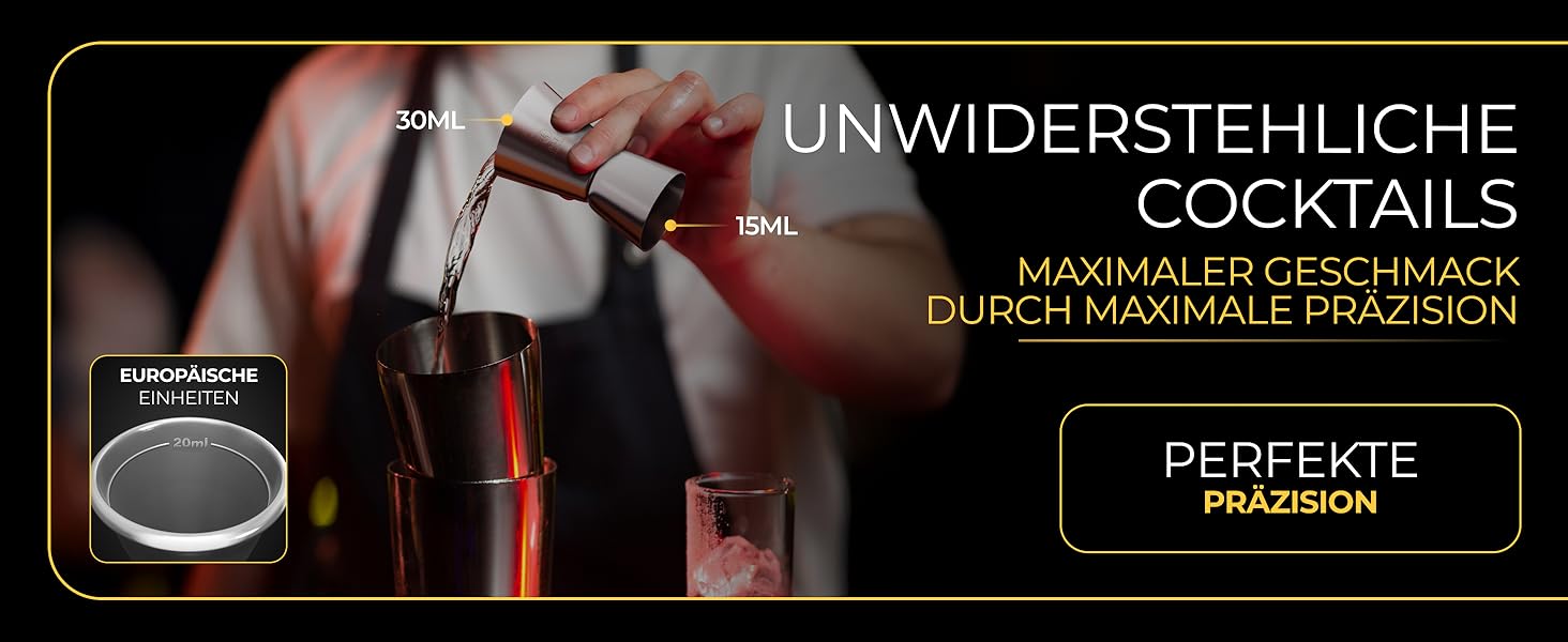 Набір для коктейлів EMPATION, 8 предметів: Boston Shaker з нержавіючої сталі 825 мл, мінімалістичний барний аксесуар, набір для початківців та професіоналів, ідеальний подарунок