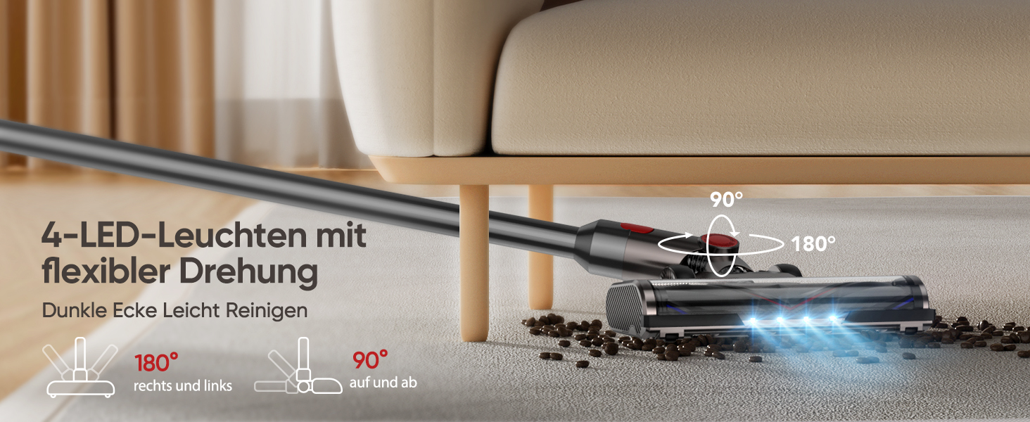 Насадка для пилососа Dyson V7, V8, V10, V11, V15 FLYLINKTECH з LED підсвіткою та змінними роликами (сіра)
