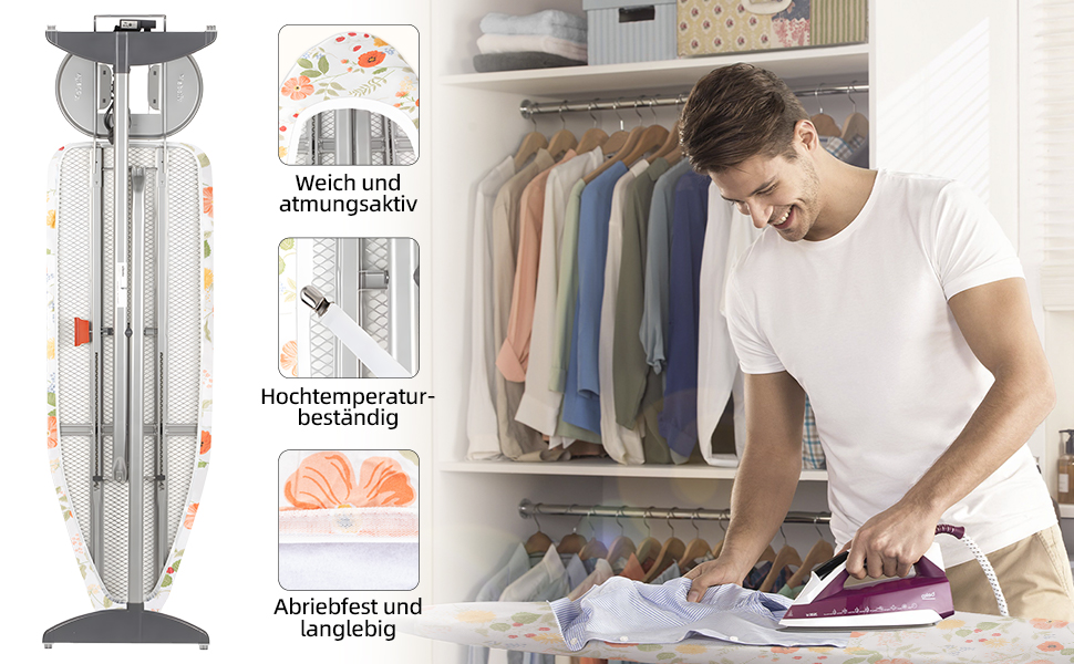 Чохол для гладильної дошки, бавовна 100%, тришаровий, потовщений, 110-125 x 30-42 см, жовтий