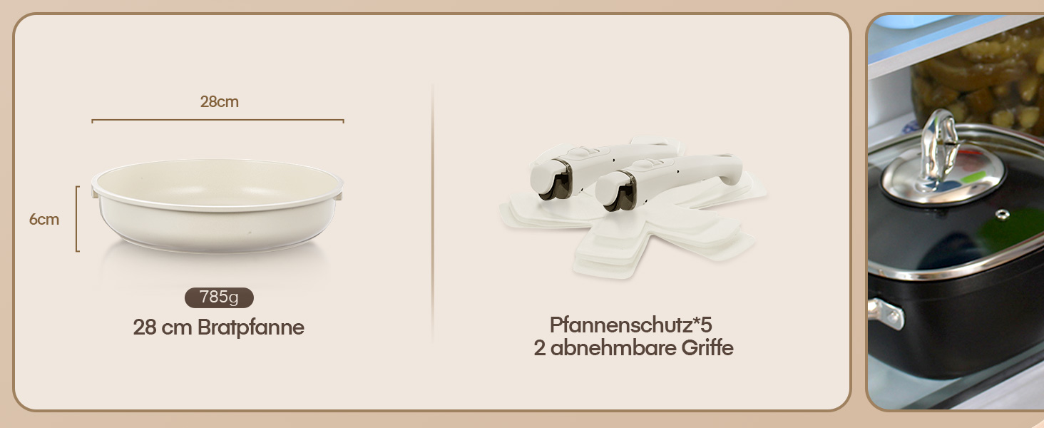 Набір посуду Fohere 16 предметів з керамічним антипригарним покриттям та знімними ручками, для індукційних плит, з кришками