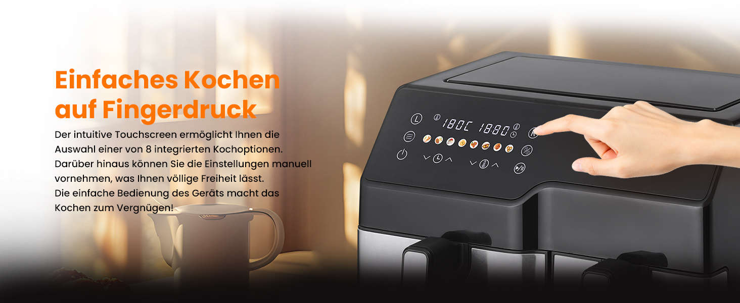 Фритюрниця Extralink 1400W Airfryer 4.2L з 10 функціями, LED-дисплеєм та економним споживанням енергії