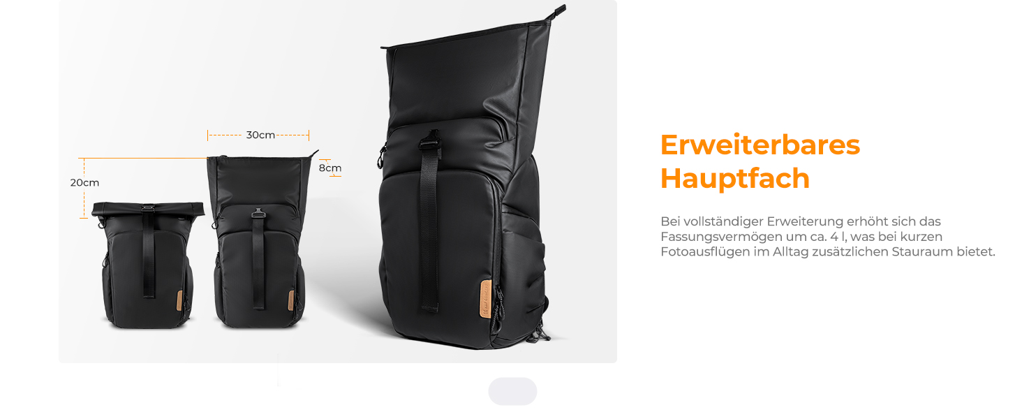 Рюкзак для камери K&F CONCEPT, водонепроникний, великий, з розширеним об'ємом, відділення для ноутбука 15.6 дюймів, для DSLR/SLR камер