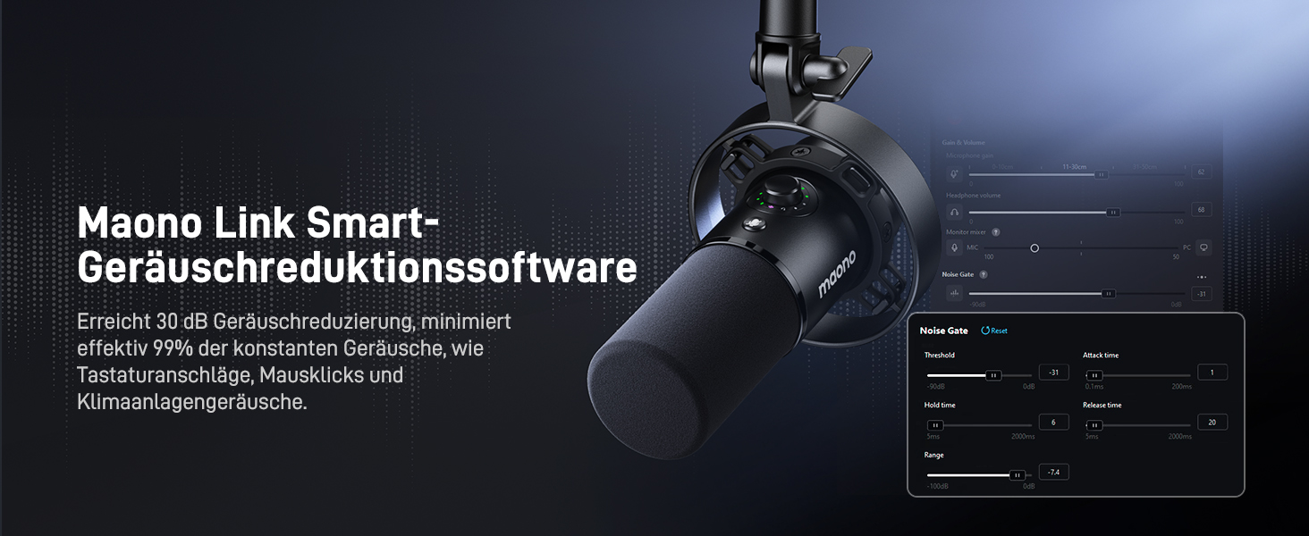 MAONO PD300X: USB-мікрофон для подкастів та запису звуку, XLR, динамічний, шумозаглушення, 192kHz-24Bit