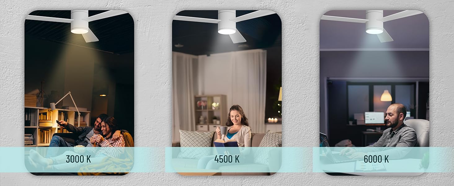 Стеляний вентилятор Noaton® Fornax Weiß з підсвічуванням, діаметр 132 см, DC мотор 40 Вт, диммований LED модуль 22 Вт, 3 колірні температури, пульт дистанційного керування, таймер, повітряний потік до 185 м³/хв (Zoya WW)