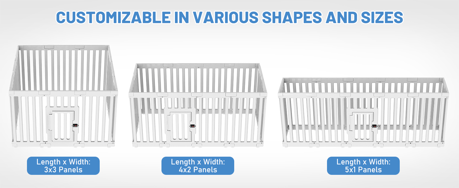 Клітка для цуценят Indoor 65 см, пластикове огородження для собак з неслизькими присосками, вольєр для маленьких собак, 18 панелей, 18 шт (168 x 135 x 65 см), з окремими секціями
