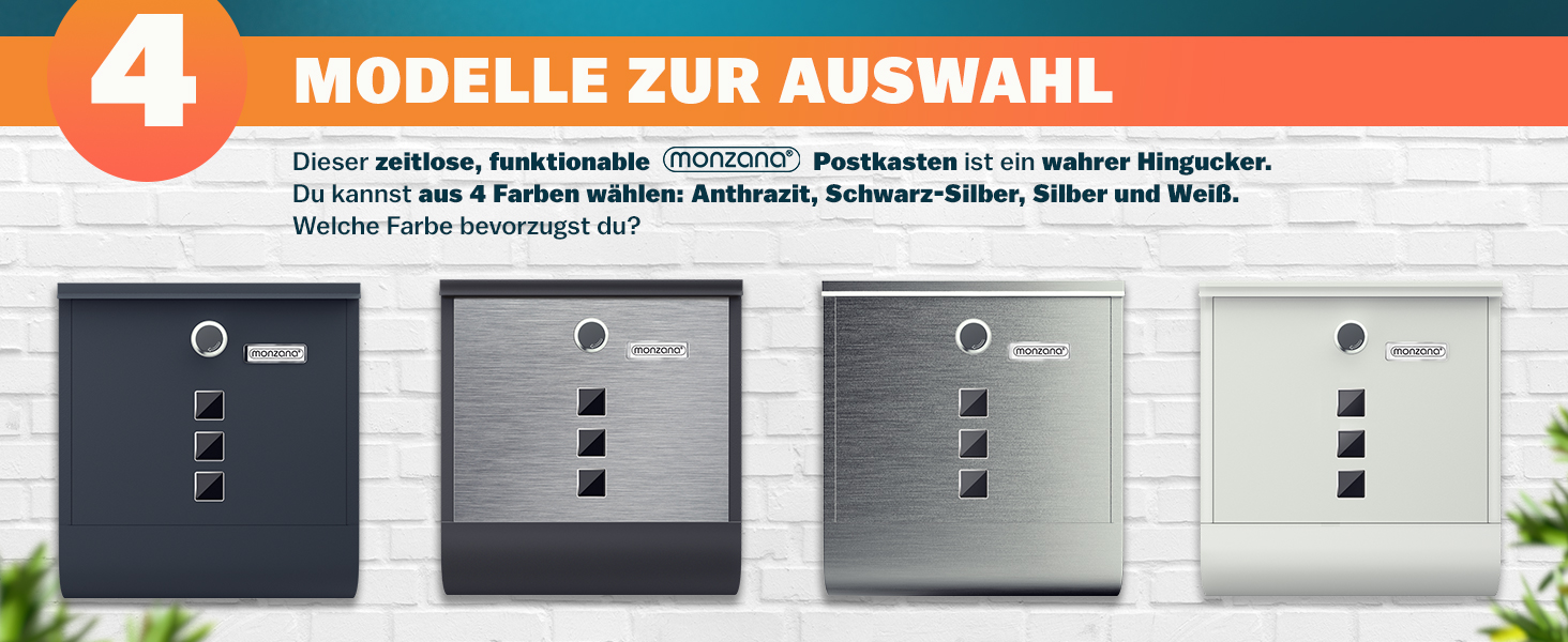 Поштовий ящик Monzana Kreuzschloss з мідним циліндром, сталевий, чорно-срібний (антрацит) 31x10x34 см, з вікном для газет та іменним шильдиком, 2 ключі